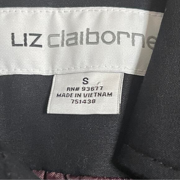 Liz Claiborne Double Breast Mid Length Trench Coat Black Size S - Picture 6 of 6